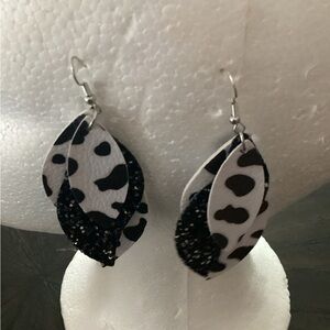 Monochrome Leaf Drop Earrings